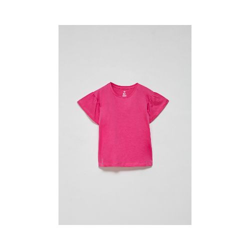 Camiseta manga corta volado - Fucsia