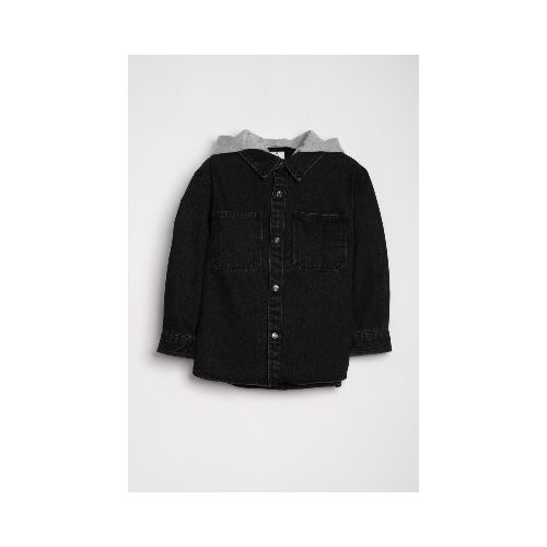 Sobrecamisa Jean Con Capucha - Negra