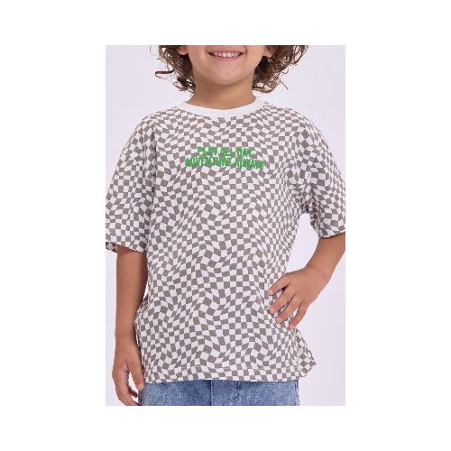 Remera estampa - Cuadros Crudo