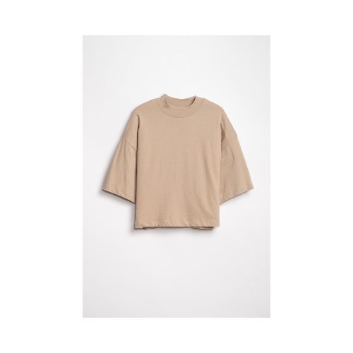 Remera manga 3/4 cuello alto - Beige