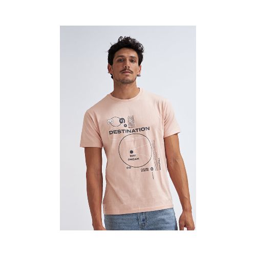 Camiseta manga corta estampada - Rosa