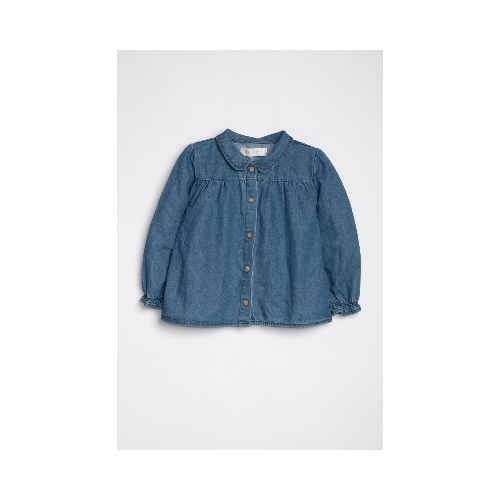 Blusa Cuello Volado Jean - Azul