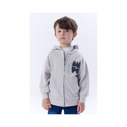 Campera Deportiva Estampa - Joy gris claro