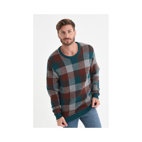 Sweater de punto - Gris, verde petróleo y marrón