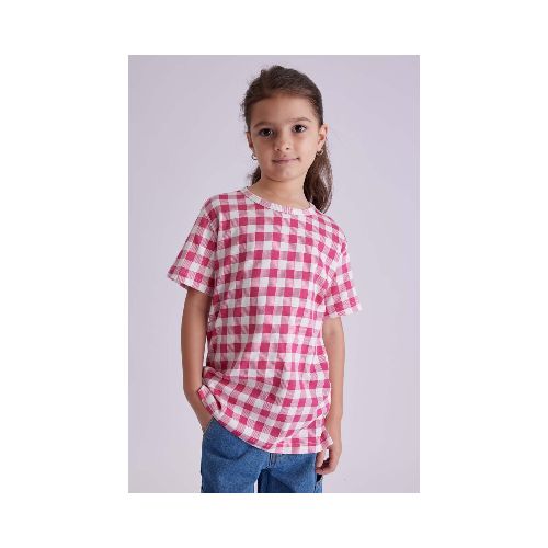 REMERA Manga corta OVERSIZE ESTAMPADO - Fucsia