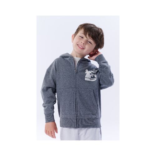 Campera Deportiva Estampa - Chill out gris melange oscuro