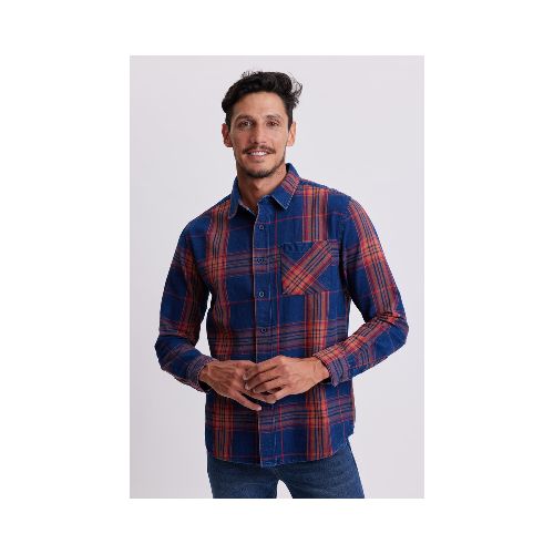 Camisa de jean a cuadros - Rojo