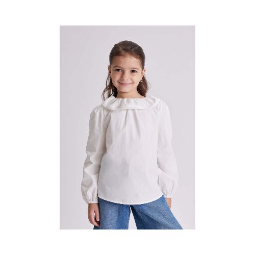 Blusa Manga Larga Cuello Y Botones Espalda - Crudo