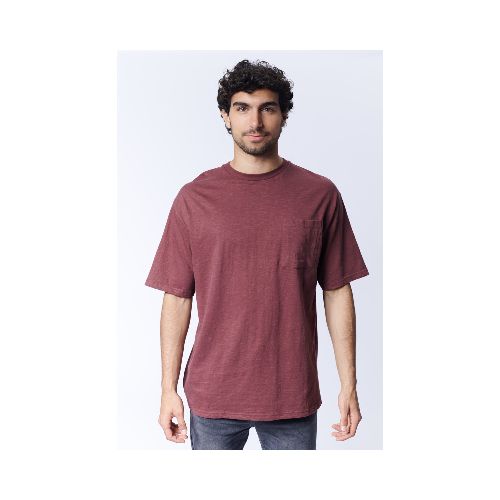 Remera Manga corta Slub con Bolsillo - Bordo