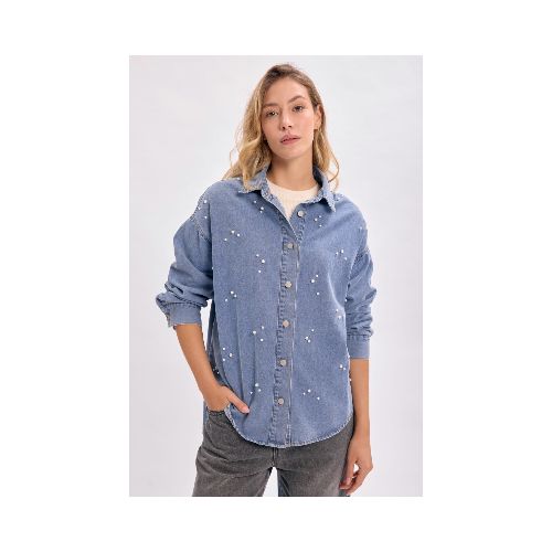 Camisa jean perlas - Azul Medio