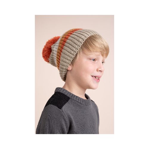 Gorro combinado con pompón - Naranja