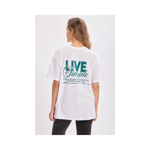 Remera oversize - Estampa Live Blanco