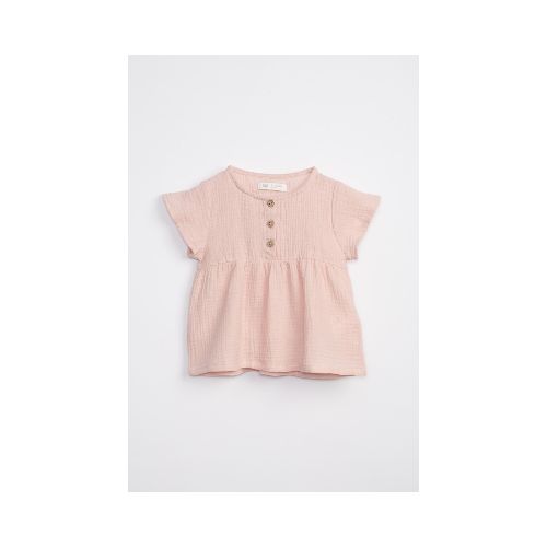 Blusa Manga Corta Con Cortes - Rosa