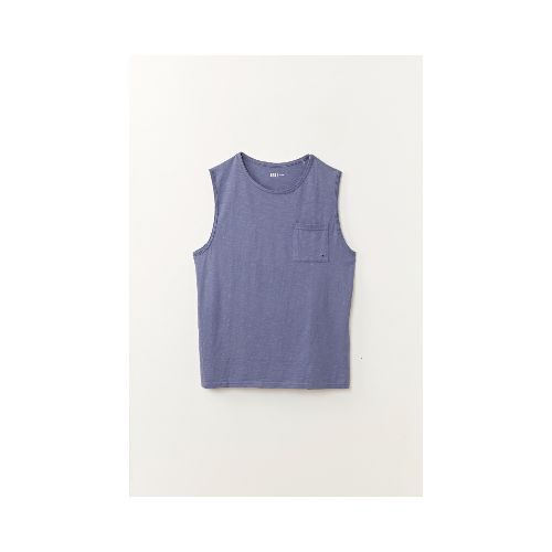 Musculosa Slub Bolsillo - Azul Medio