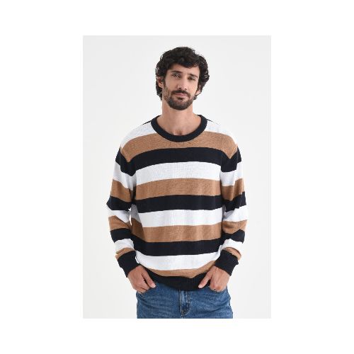 Sweater de punto - Blanco- azul - camel