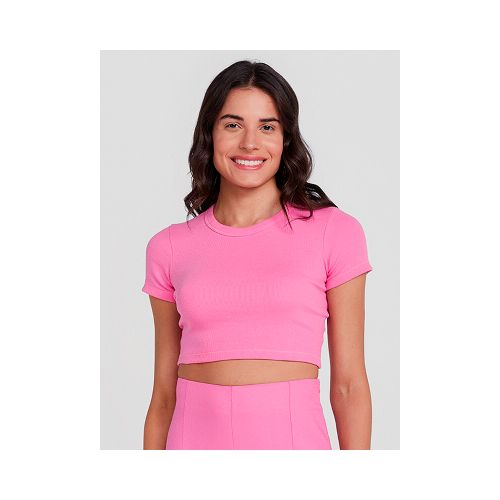 BLUSA CROPPED EN TELA ACANALADA - ROSA — Hering