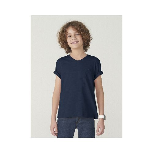 CAMISETA UNISSEX BÁSICA INFANTIL EN TELA FLAMÉ - AZUL — Hering