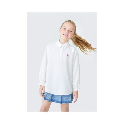 BLUSA INFANTIL CON PUÑOS ELASTIZADOS - BEIGE — Hering