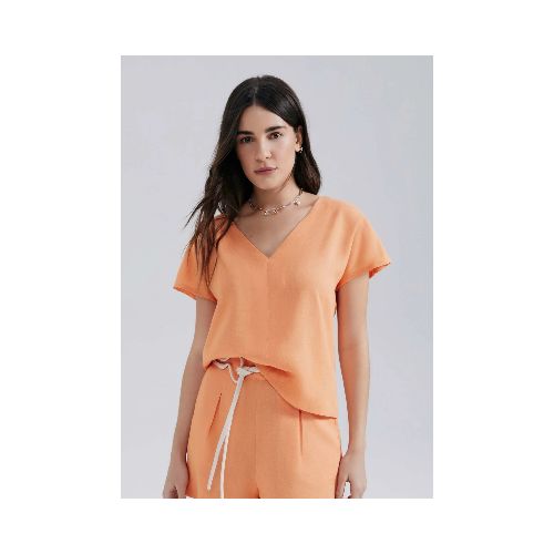 BLUSA MODELO REGULAR EN LINO - NARANJA — Hering