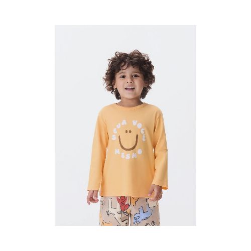 CAMISETA INFANTIL CON ESTAMPA - NARANJA — Hering