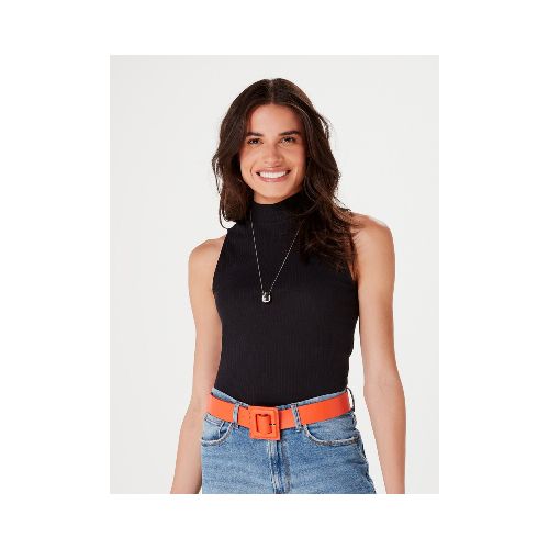 MUSCULOSA CON CUELLO ALTO - NEGRO — Hering