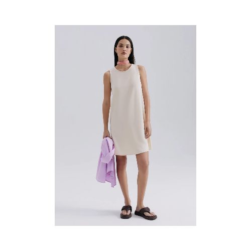 VESTIDO CORTO SIN MANGAS - BEIGE — Hering