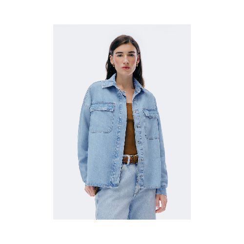 CAMISA DE JEAN CON BOLSILLOS - CELESTE — Hering