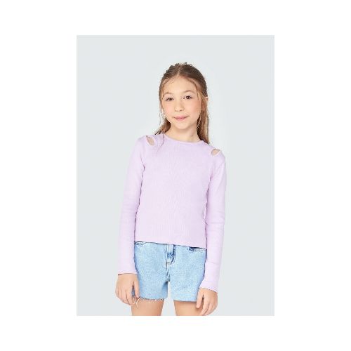 BLUSA INFANTIL EN TELA ACANALADA - VIOLETA — Hering