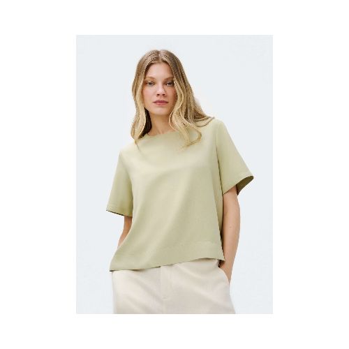 BLUSA CREPÉ MANGA CORTA - VERDE — Hering