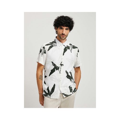 CAMISA ESTAMPADA MODELO COMFORT - BLANCO — Hering