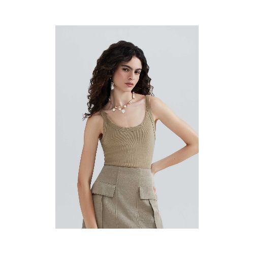 MUSCULOSA BÁSICA ACANALADA - BEIGE — Hering