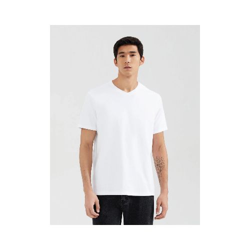 CAMISETA UNISSEX ESCOTE V - BLANCO — Hering