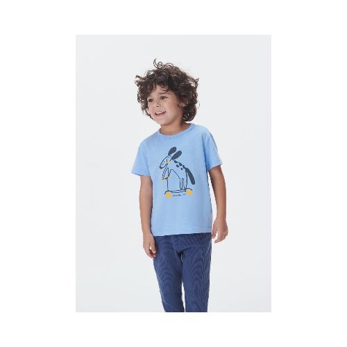 CAMISETA INFANTIL CON ESTAMPA  - CELESTE — Hering