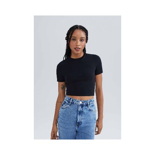 BLUSA CROPPED BÁSICA - NEGRO — Hering