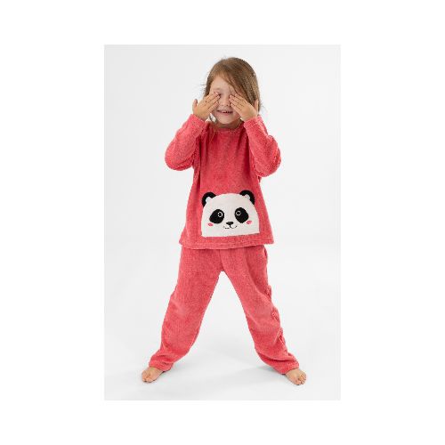 Pijama infantil coral panda bear - Fucsia