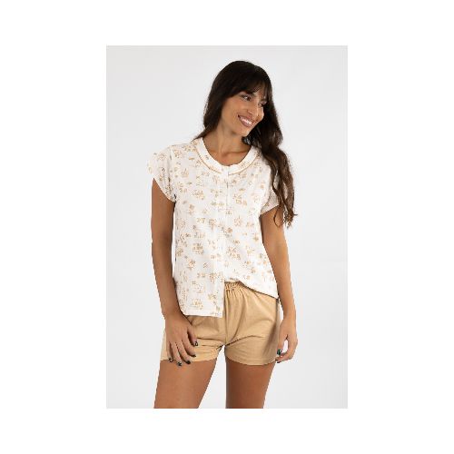 Pijama floral - Beige