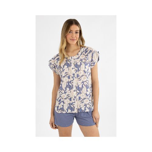 Pijama floral - Azul