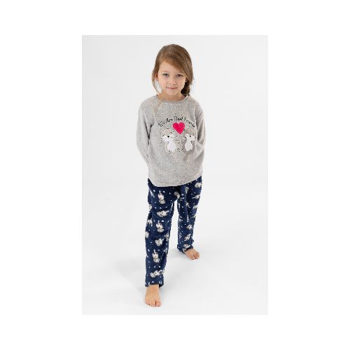 Pijama infantil coral best friends - Gris melange