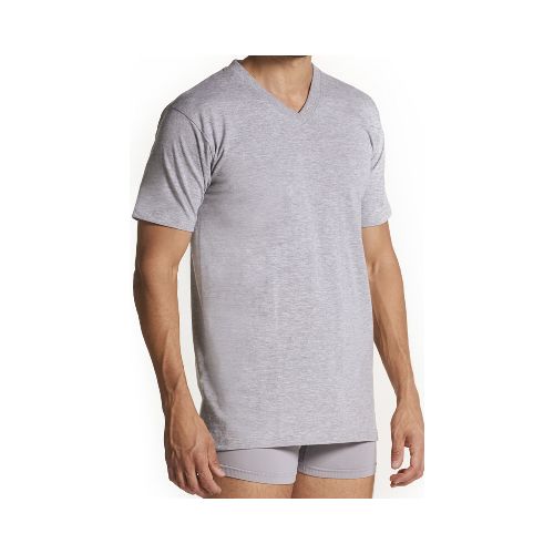 Camiseta con escote en v - Gris