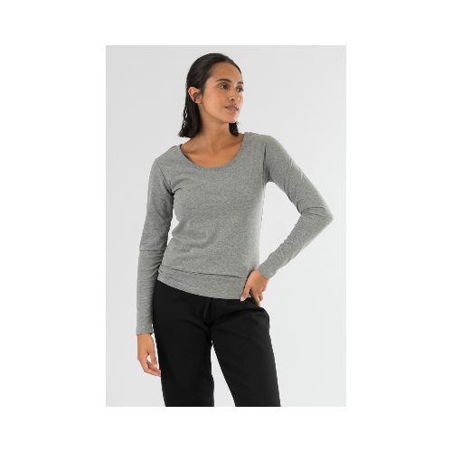 Remera algodón elastano - Gris melange