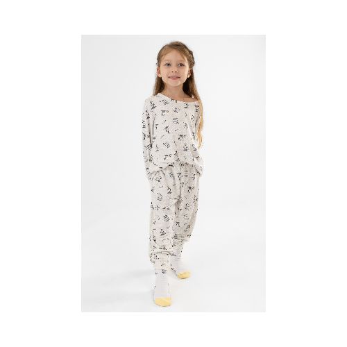 Pijama infantil snoopy peach - Gris melange