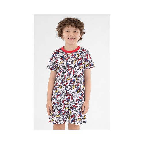 Pijama infantil full print spiderman - Blanco