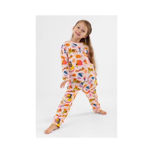 Pijama infantil polar bichos - Rosado