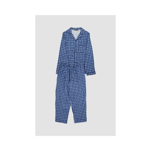 Pijama hombre retro franela - Azul