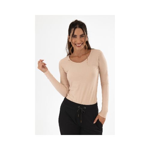 Remera algodón elastano - Beige