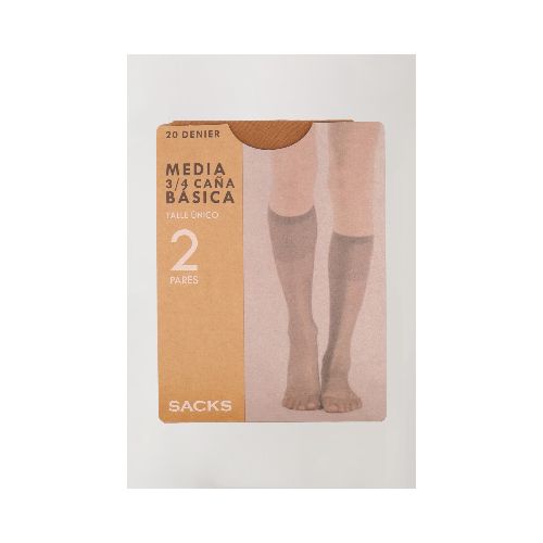 Pack x 2 pares medias 3/4 de lycra para pantalôn - Beige