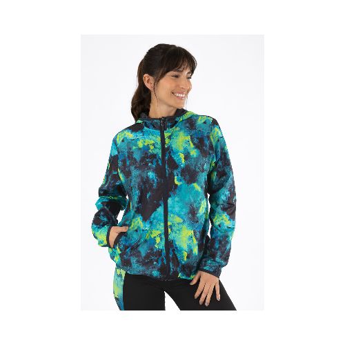 Campera hood micro deportiva print - Verde claro