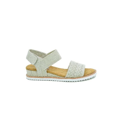 Sandalia Confort Casual Skechers Bobs Desert Kiss Beige