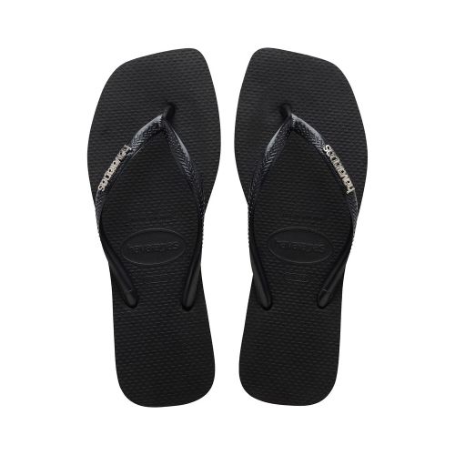 Ojotas Havaianas Slim Square Logo Metallic - Negro — Inbox