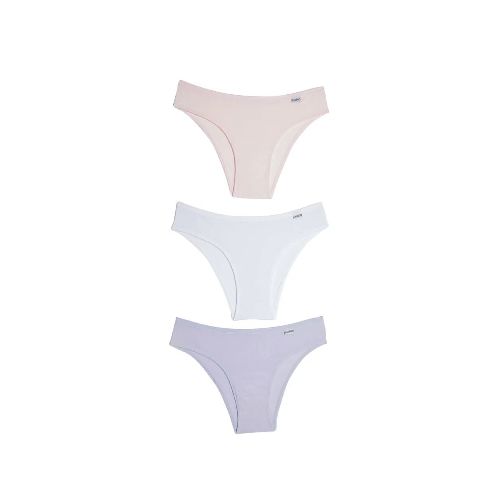 DEL RIO Pack trio bikini algodón - Doce/Bco/Lila